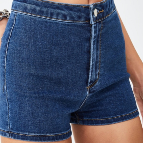 Momokrom Mid Wash Mini High Waisted Shorts - Picture 1 of 2